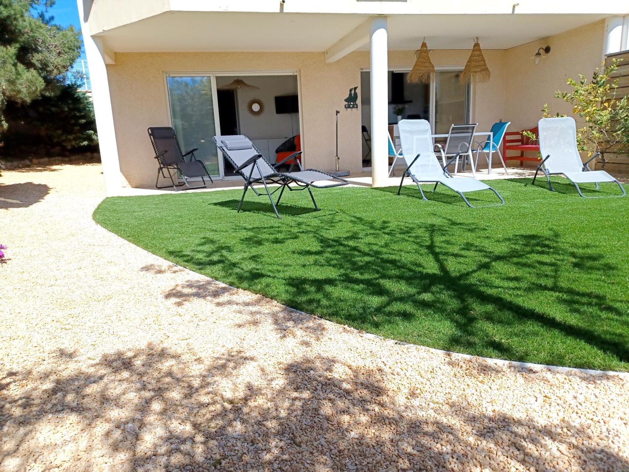 Plain-Pied Jardin 6 Personnes Clim Vue Mer Parking Wifi Terrasse Piscine Dans La Residence Saint-Pierre-la-Mer  Exteriér fotografie